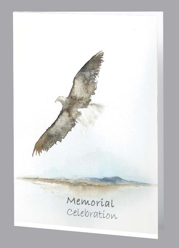 watercolor flying eagle memorial celebration card