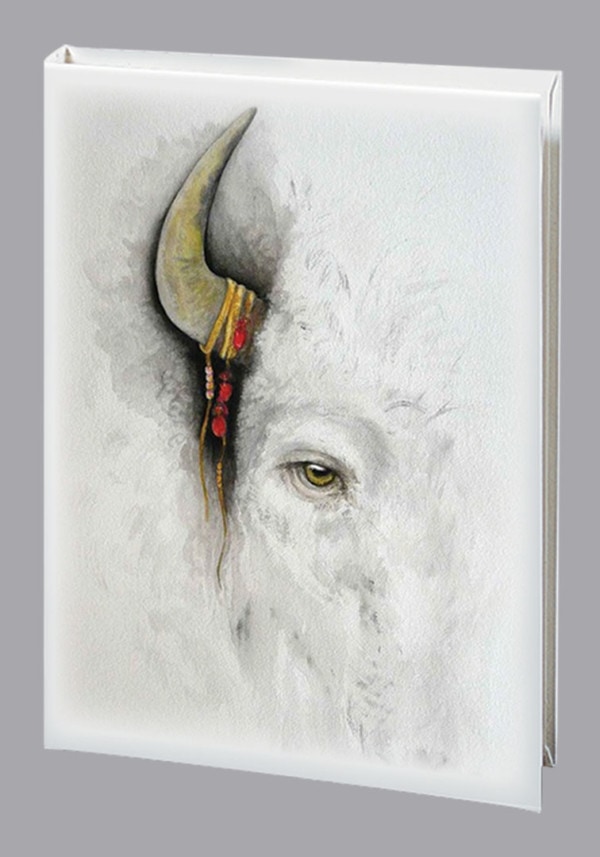White Buffalo watercolor funeral guest book