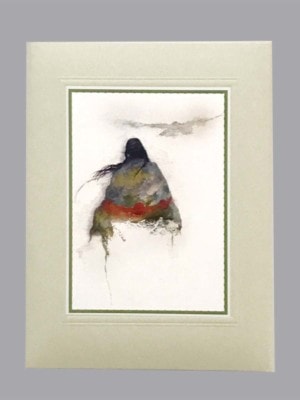 watercolor person silhouette with shadow of eagle funeral guest book