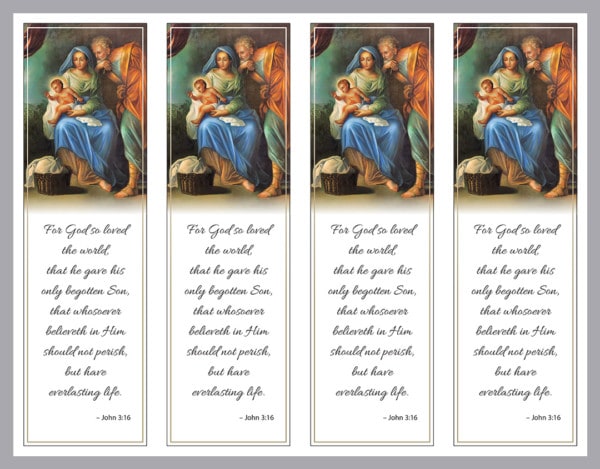 4 Bookmarks with Holy Family