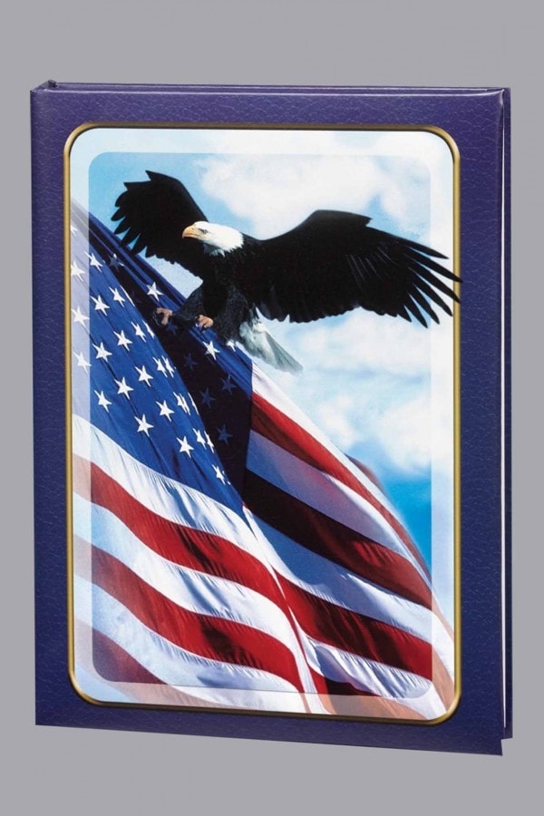 American Flag and with Bald Eagle on Navy Blue guest book