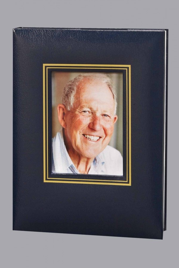 Navy Rectangle Photo Funeral Guest Book