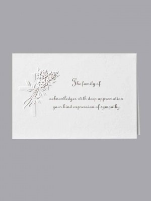 Floral Cross Acknowledgment Embossed w/ Standard Print