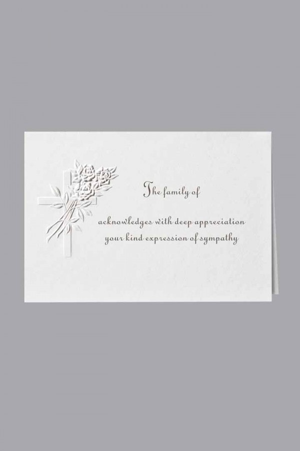 Floral Cross Acknowledgment Embossed w/ Standard Print