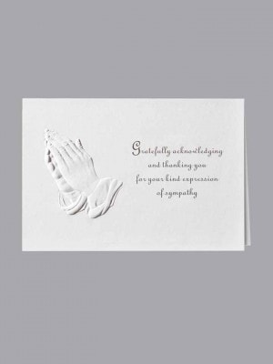 Praying Hands Acknowledgment Embossed w/ Standard Print